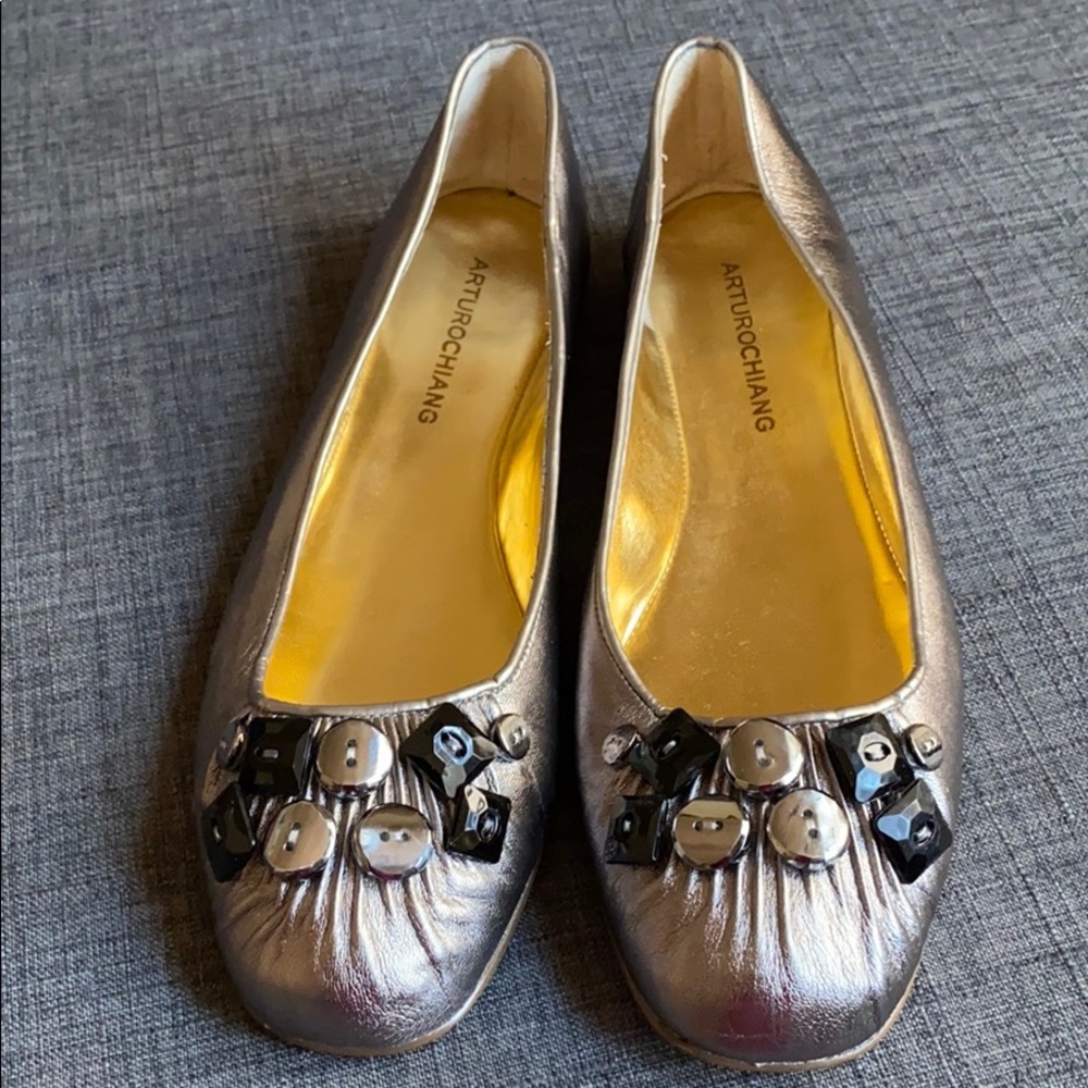 ArturoChiang Button Flat 8.5 Leather Upper At-Cali
